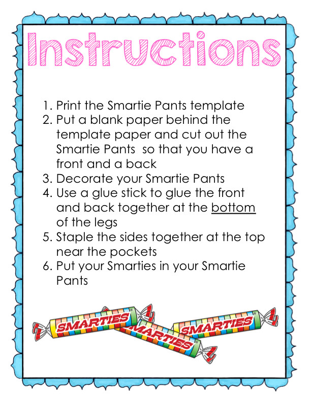 Smartie Pants Printable Template Kearson S Classroom Fcat Buddy Testing Day 4