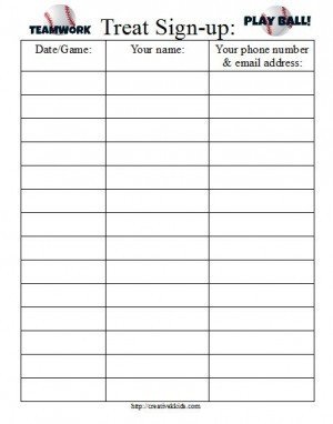 Snack Sign Up Sheet Template Play Ball but the Kids Just Want A Snack Creative K Kids
