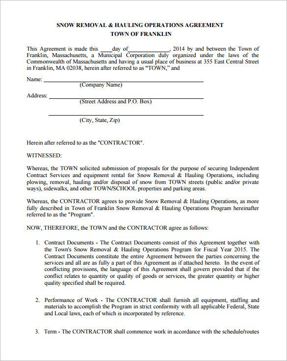Snow Plow Contract Template 20 Snow Plowing Contract Templates Google Docs Pdf