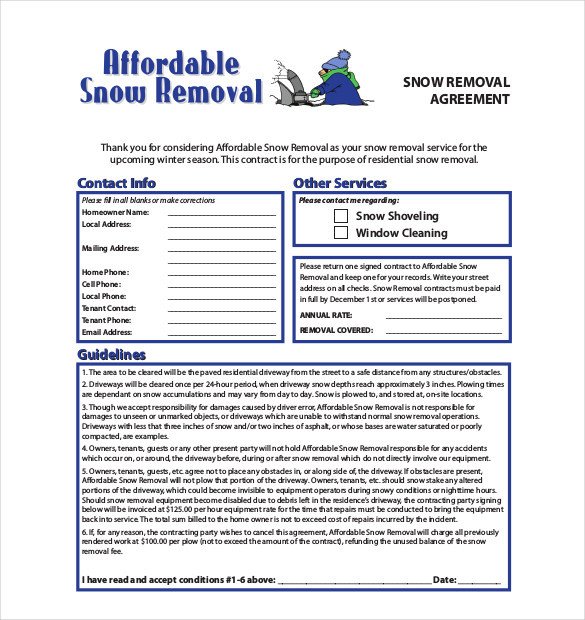 Snow Plow Contract Template 20 Snow Plowing Contract Templates Google Docs Pdf