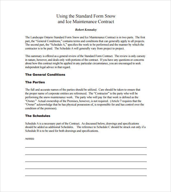 Snow Plow Contracts Templates Snow Plowing Contract Template 6 Download Documents In