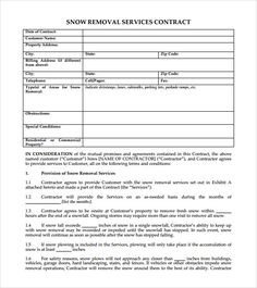 Snow Removal Contract Sample Free Printable Lawn Service Contract form Generic
