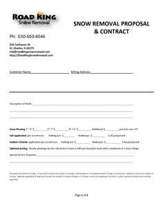 Snow Removal Contract Templates Free Snow Removal Contract Template Contracts