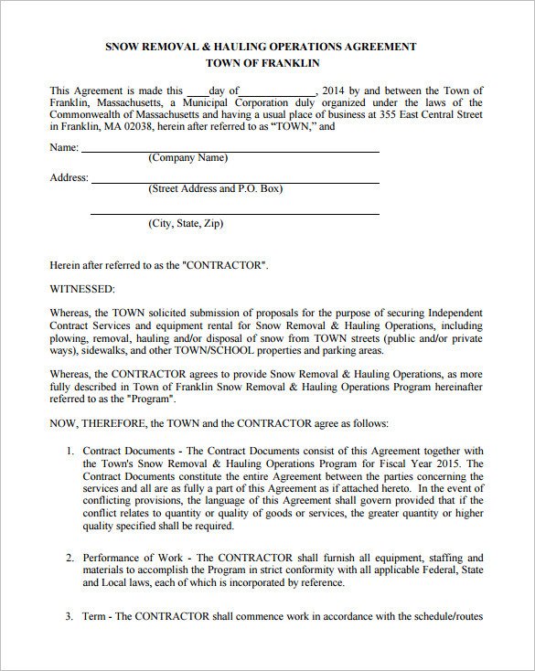 Snow Removal Contracts Templates 20 Snow Plowing Contract Templates Google Docs Pdf
