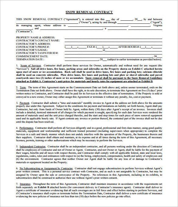 Snow Removal Contracts Templates 20 Snow Plowing Contract Templates Google Docs Pdf