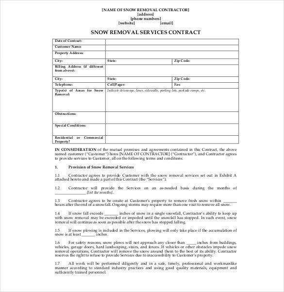Snow Removal Contracts Templates 20 Snow Plowing Contract Templates Google Docs Pdf