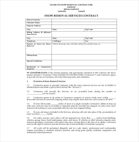 Snow Removal Quote Template 20 Snow Plowing Contract Templates Google Docs Pdf