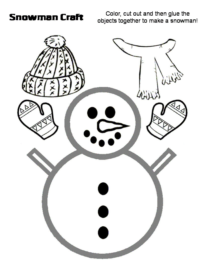 Snowman Scarf Template Preschool Crafts for Kids Snowman with Hat and Scarf Craft