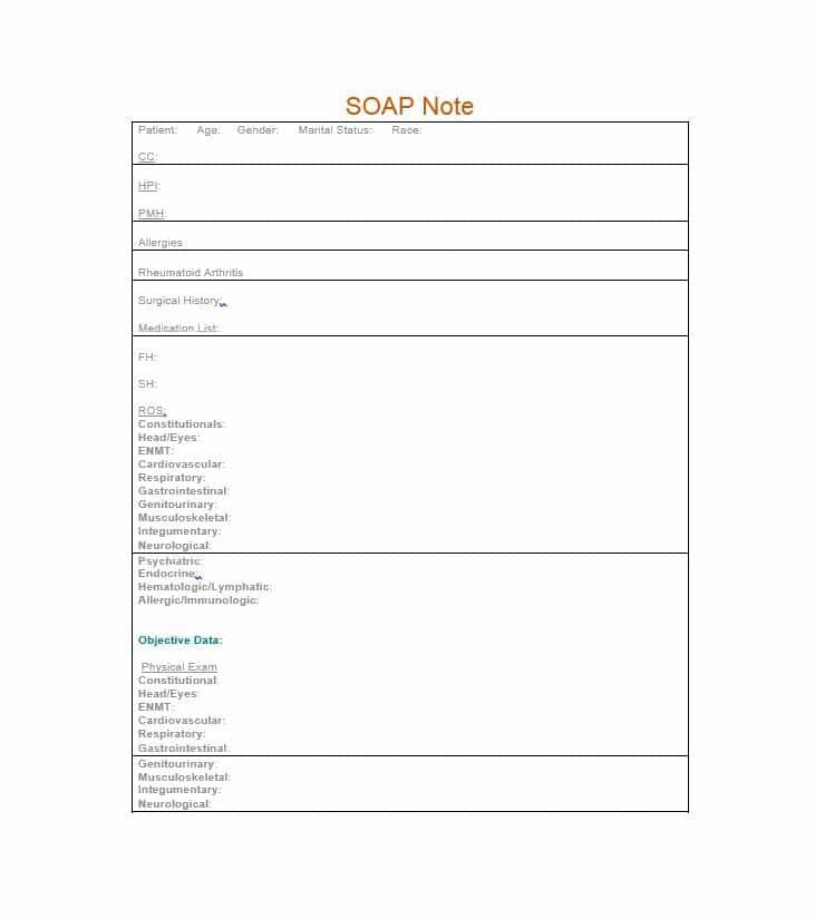 Soap Note Template Pdf 40 Fantastic soap Note Examples &amp; Templates Template Lab
