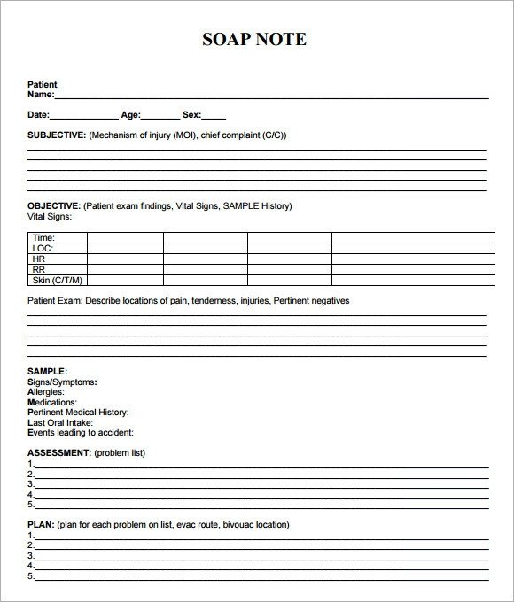 Soap Note Template Pdf 9 Sample soap Note Templates Word Pdf