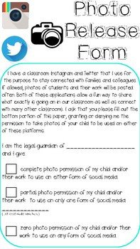 Social Media Release form social Media Release Permission form by 3rd Grade
