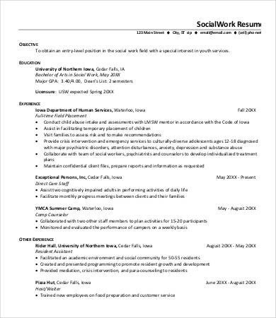 Social Worker Resume Templates 10 social Work Resume Templates Pdf Doc
