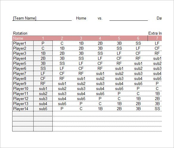 Softball Lineup Template Excel 10 Baseball Line Up Card Templates Doc Pdf