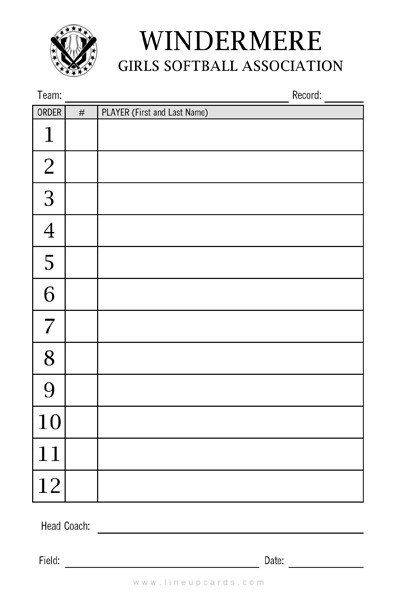 Softball Lineup Template Excel Custom Recreational softball League Lineup Cards