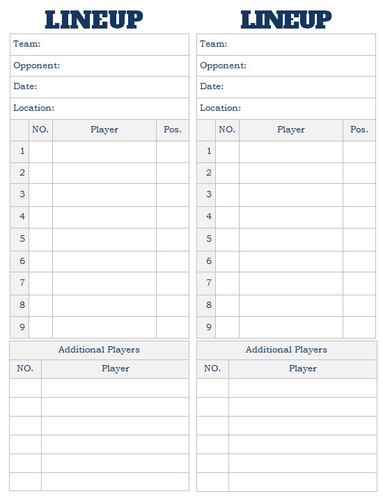 Softball Lineup Template Excel Printable softball Lineup Card Free