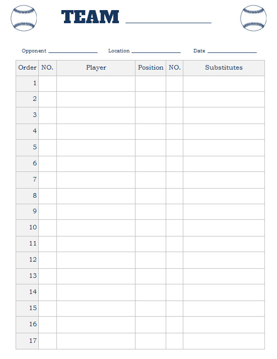 Softball Lineup Template Excel Printable softball Lineup Card Free