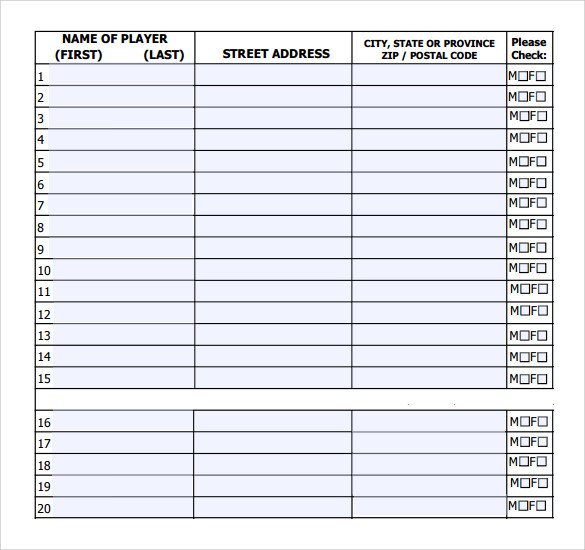 Softball Lineup Template Excel Sample Baseball Roster Template 9 Free Documents In Pdf
