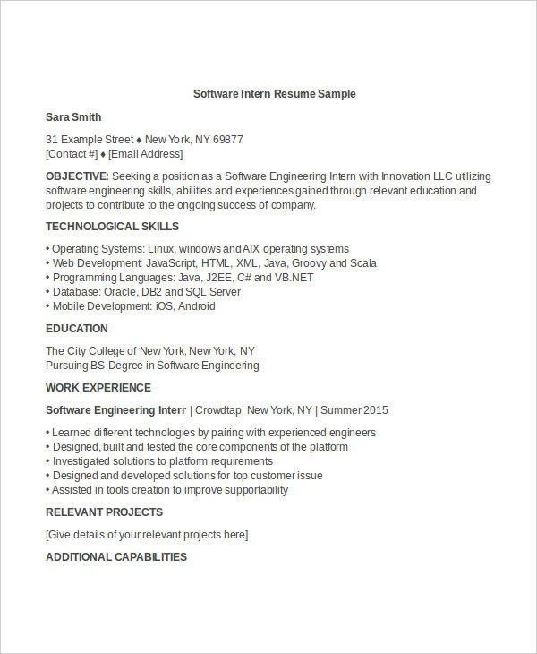 Software Engineering Resume Template Engineering Resume Template 32 Free Word Documents