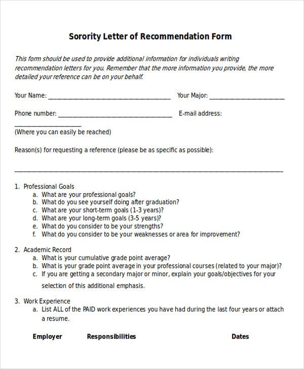 Sorority Recommendation Letter Template 7 Sample sorority Re Mendation Letters Pdf Doc