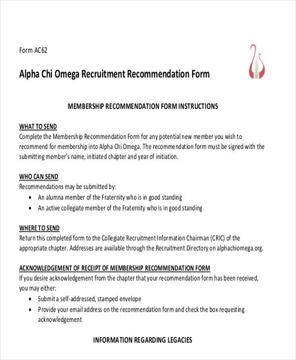Sorority Recommendation Letter Template 7 Sample sorority Re Mendation Letters Pdf Doc