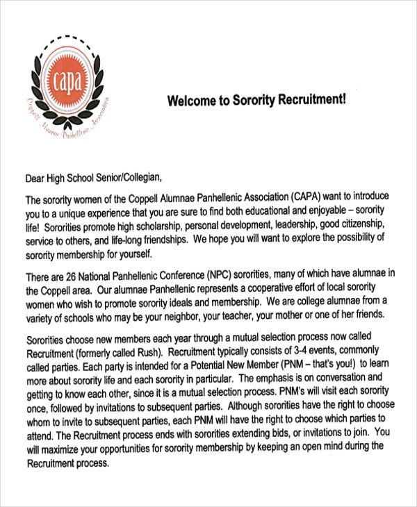 Sorority Recommendation Letter Template 7 Sample sorority Re Mendation Letters Pdf Doc
