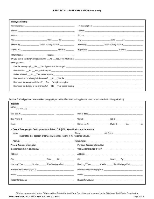 Spay and Neuter Contract Template Lease Application