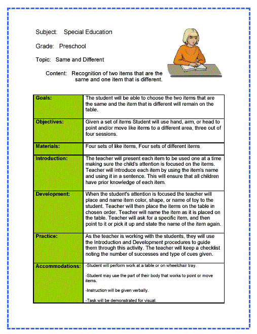 Special Education Lesson Plan Template Lesson Plan Sample Fotolip Rich Image and Wallpaper