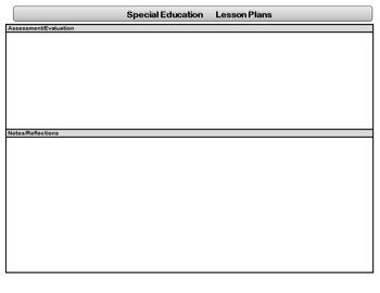 Special Education Lesson Plan Template Special Education Standards Based Lesson Plan Templates