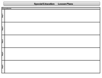 Special Education Lesson Plan Template Special Education Standards Based Lesson Plan Templates