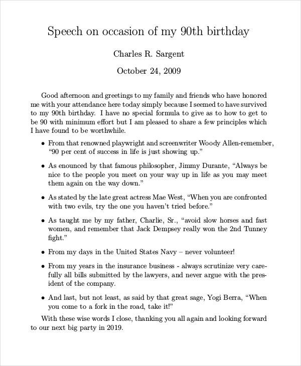 Special Occasion Speech Outlines 7 Special Occasion Speech Examples &amp; Samples Pdf
