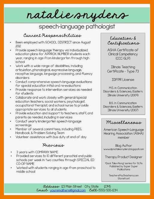 Speech Language Pathologist Resumes 7 8 Speech therapy Resume Samples