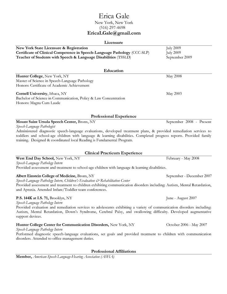 Speech Language Pathologist Resumes Speech Language Pathology Resume Slp