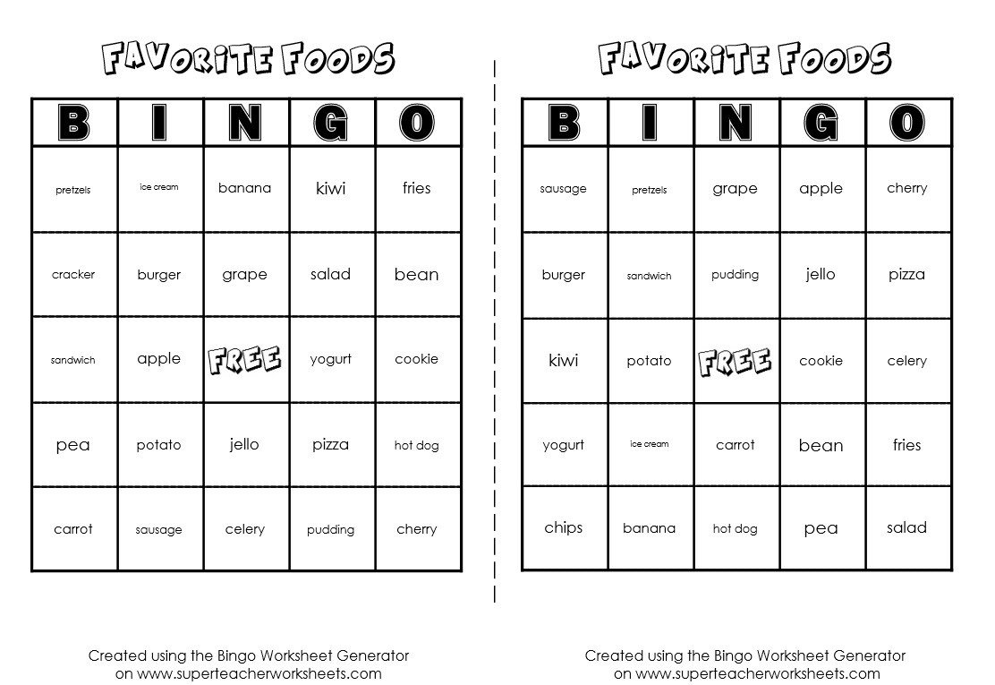 Spelling Bingo Board Bingo Game Worksheet Generator