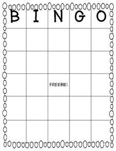 Spelling Bingo Board Blank Bingo Template for Teachers