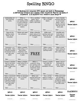 Spelling Bingo Board Spelling Bingo Unique Option for Spelling Homework by