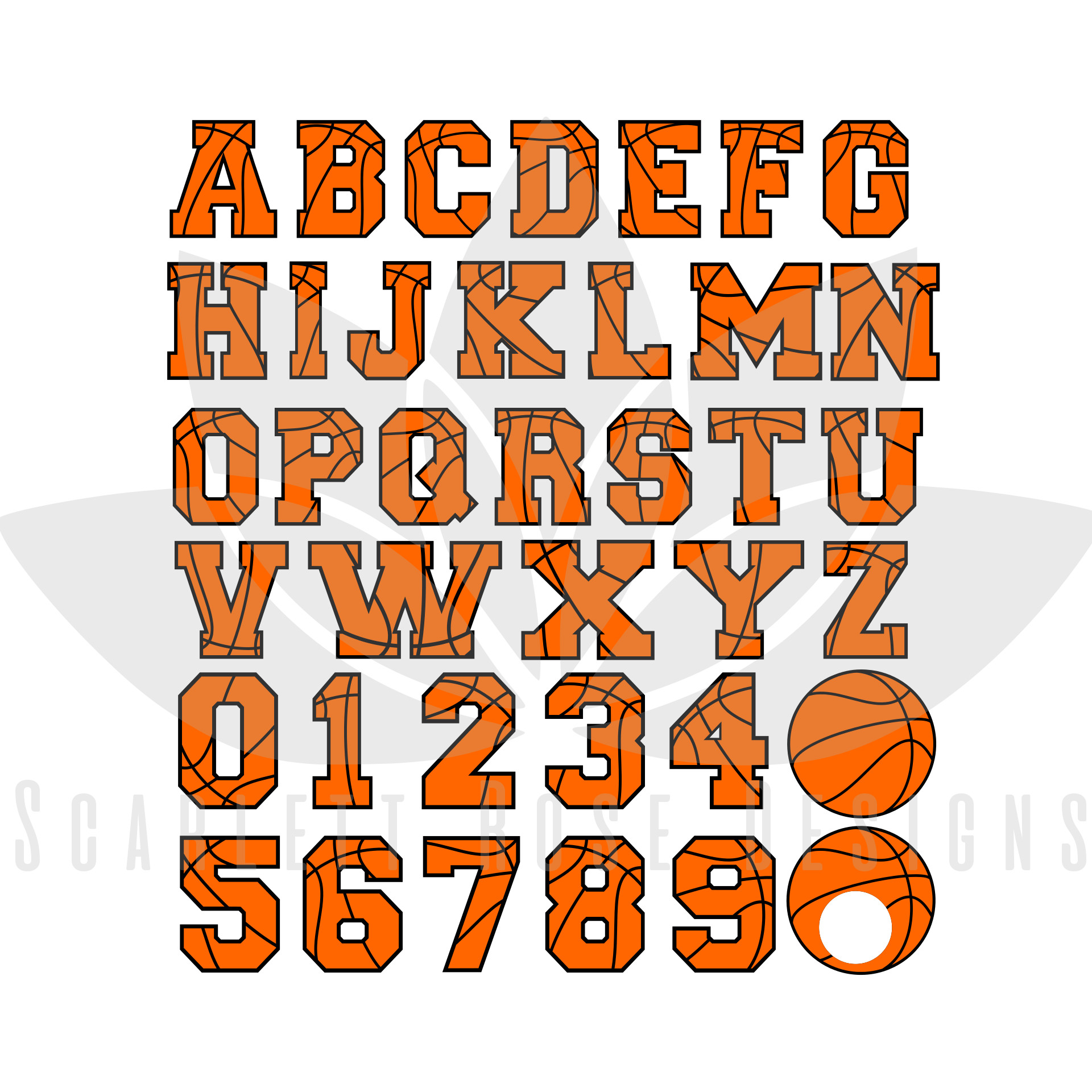 Sports Fonts In Word Basketball Font Letters Numbers Monogram Svg Cut File
