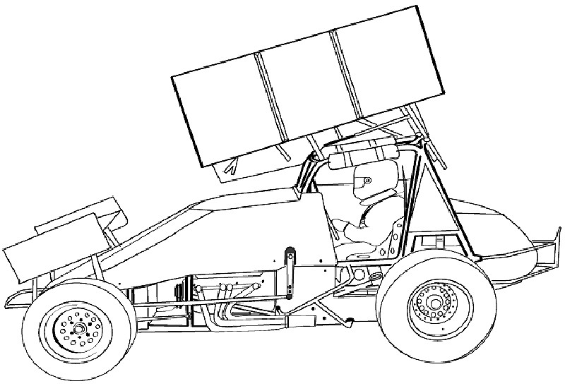 Sprint Car Drawing Free Printable Coloring Page