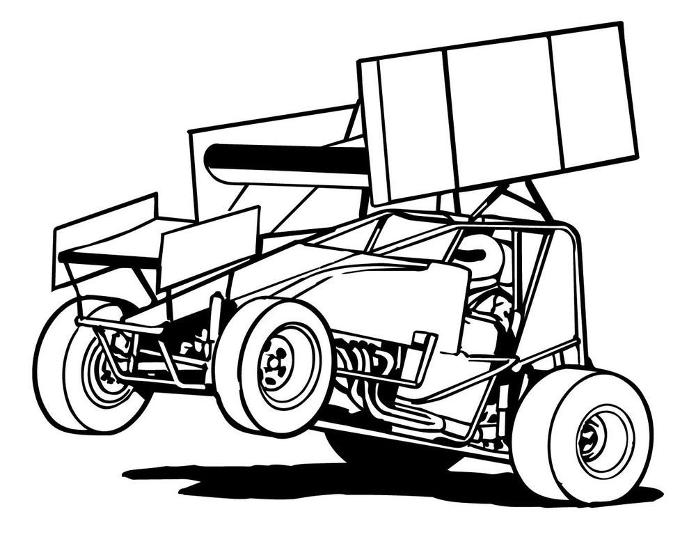 Sprint Car Drawing Race Car Outline Cliparts