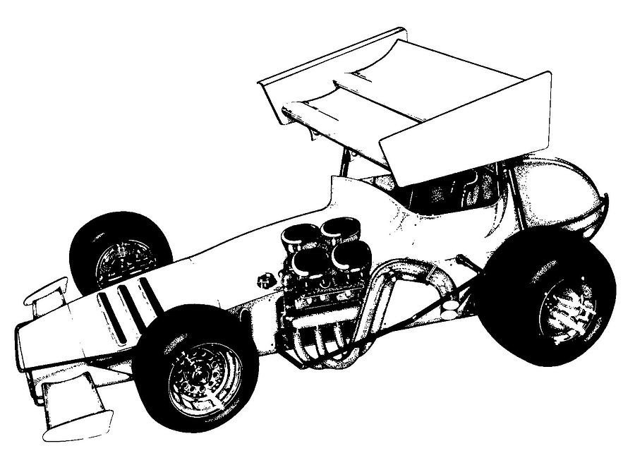 Sprint Car Drawing Sidewinder Sprint Car Drawing by Aj Mueller