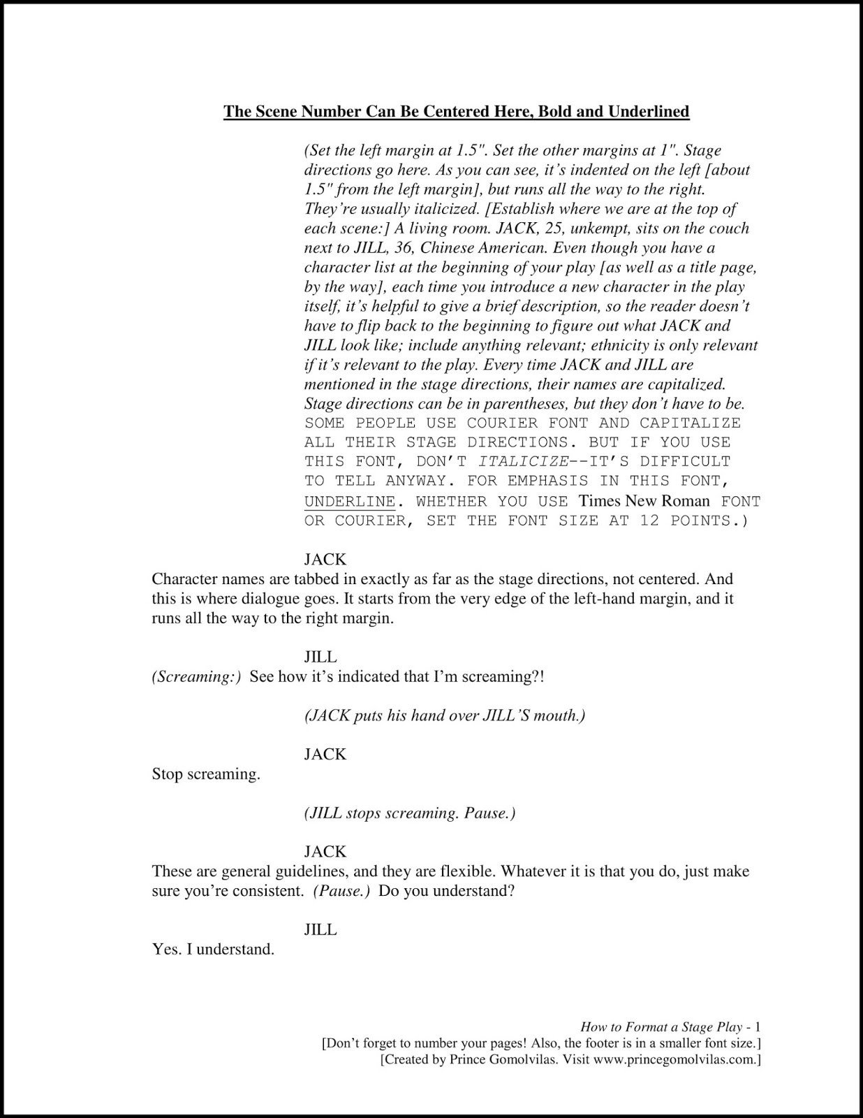 Stage Play format Template How to format A Play or organizing Your Script for the