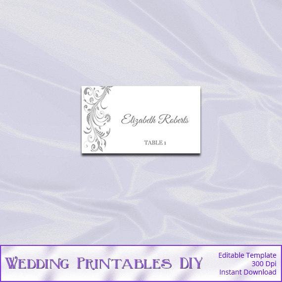 Staples Tent Cards Template Silver Place Card Template Diy Printable Gray Wedding Tent