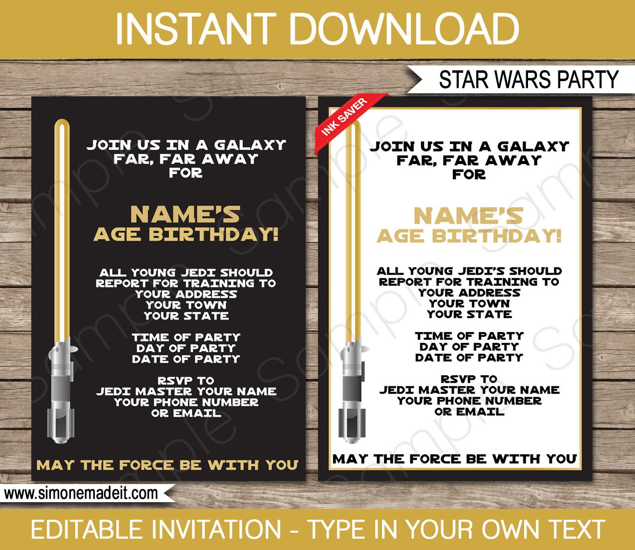 Star Wars Invitation Templates Star Wars Invitation Template Gold Birthday Party