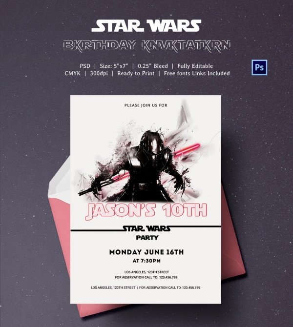 Star Wars Invitations Template 23 Star Wars Birthday Invitation Templates – Free Sample