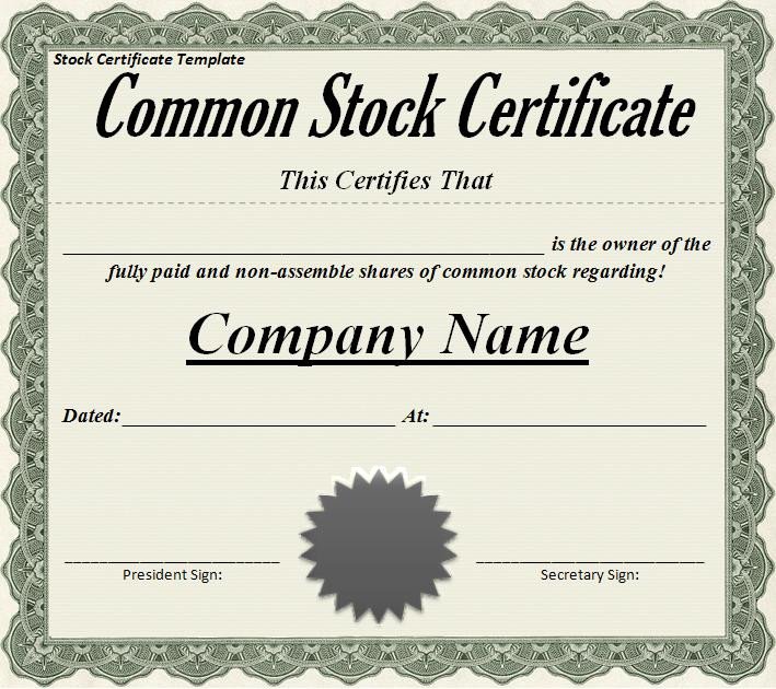Stock Certificate Template Free Stock Certificate Template