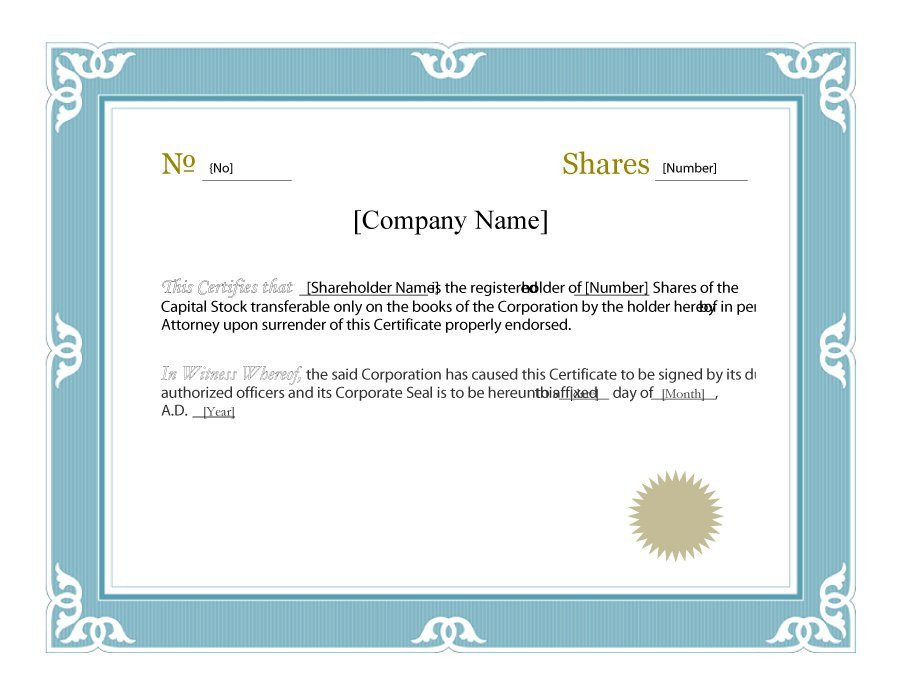 Stock Certificate Templates Word 40 Free Stock Certificate Templates Word Pdf