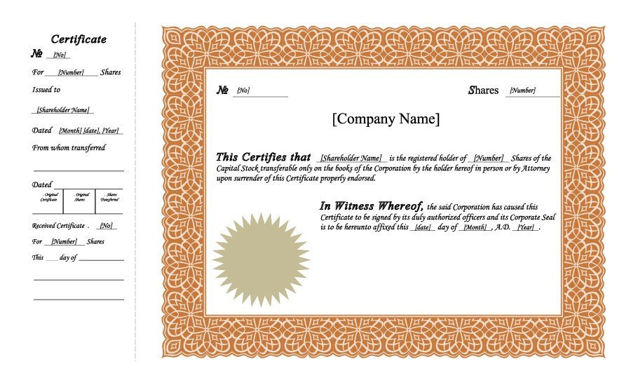 Stock Certificate Templates Word 41 Free Stock Certificate Templates Word Pdf Free