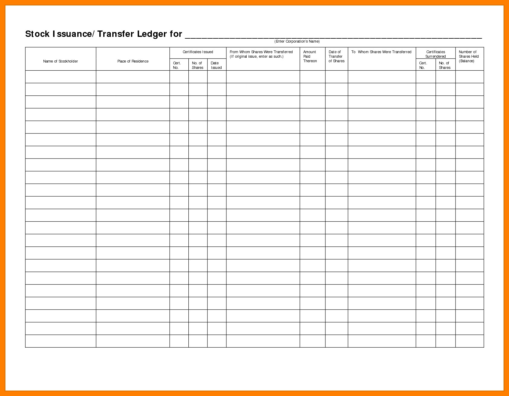 Stock Transfer Ledger Template 5 Stock Transfer Ledger Template Excel
