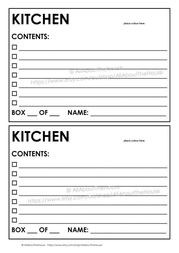 Storage Box Labels Template Editable Moving Box Labels Planner Checklist Binder