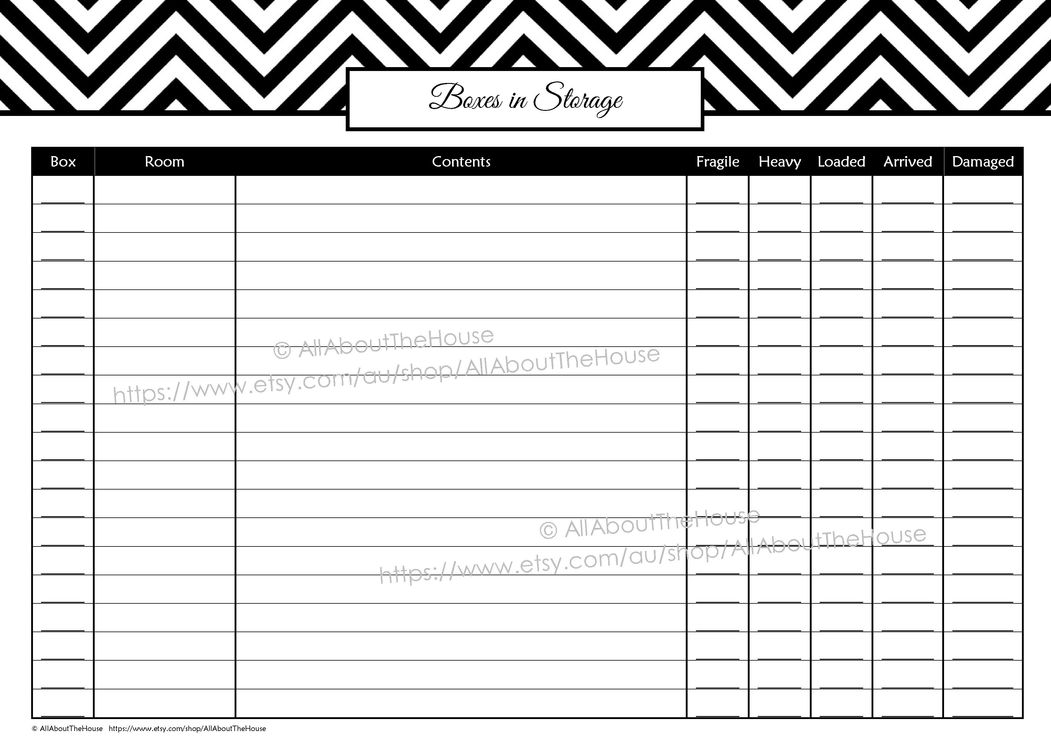 Storage Box Labels Template Moving Planner – Editable