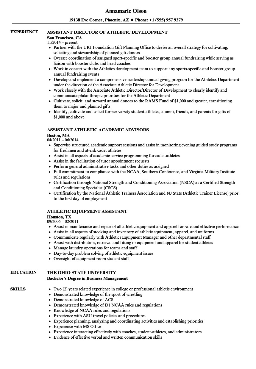 Student athlete Resume Template athlete Resume for College